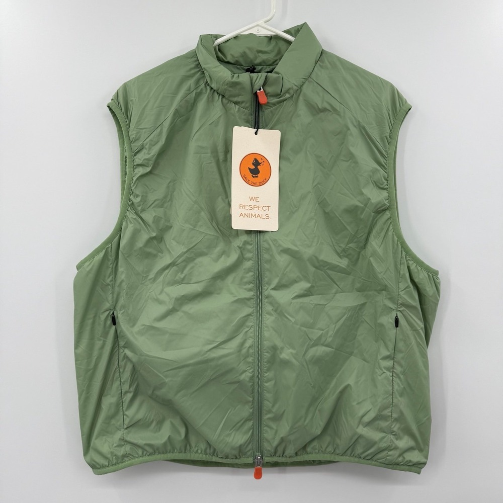 NWT Save The Duck green Orpheus Zip Up Vest Men's Size Large, Synthetic Down